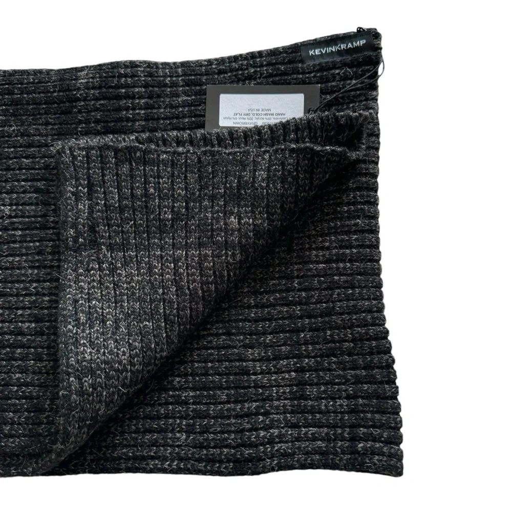 Kevin Kramp Ribbed scarf brown/gray Cashmere blend NEW
